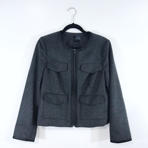 The Limited Jackets & Blazers - [The Limited] Collarless Lined Pocket Jacket